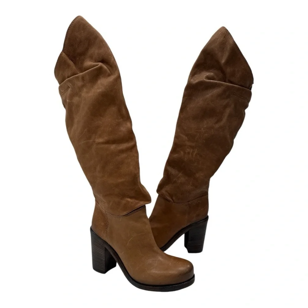 Vic Matie Robust Tray Boots Genuine Leathern Brown SLOUCHY BOOTS size 36 US 6